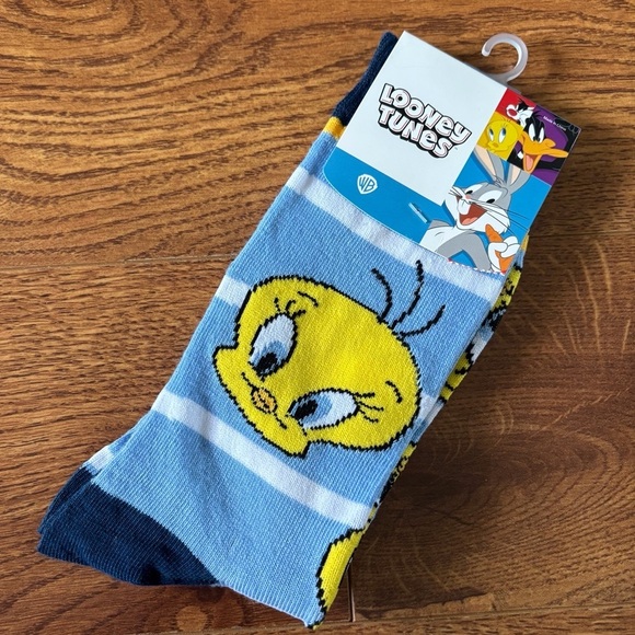 Warner Bros. Men's Blue and Yellow Tweedy crew Socks - Picture 1 of 3